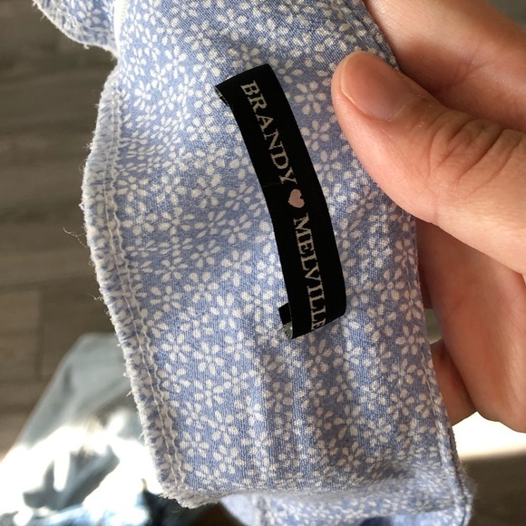 Brandy Melville|Ditsy floral pastel chalk blue mini skirt in silky satin style, - Picture 8 of 10